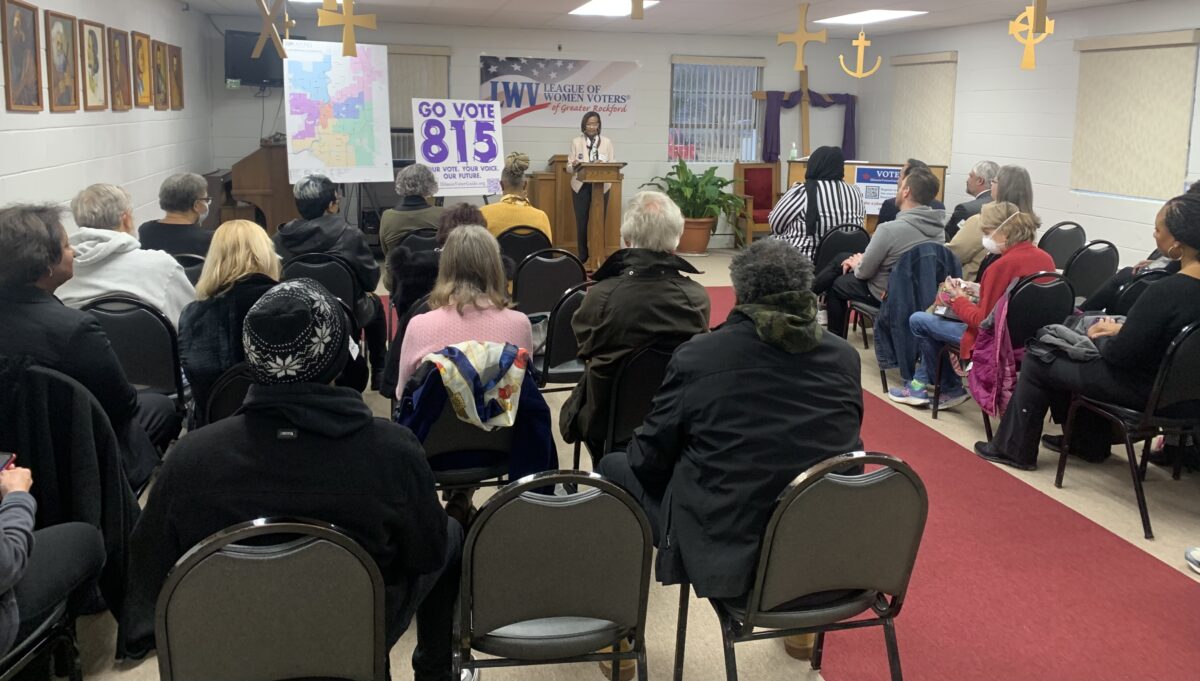 Meet & Greet event held at Pilgrim Baptist Church by the League of Women Voters of Greater Rockford, Illinois on March 16, 2023.
